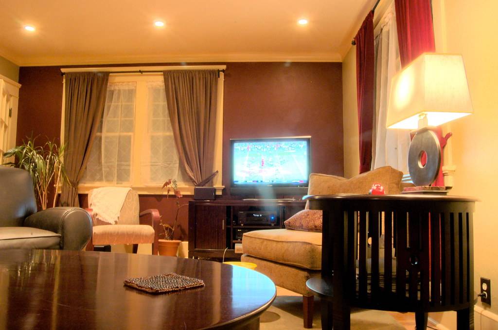 living room at night